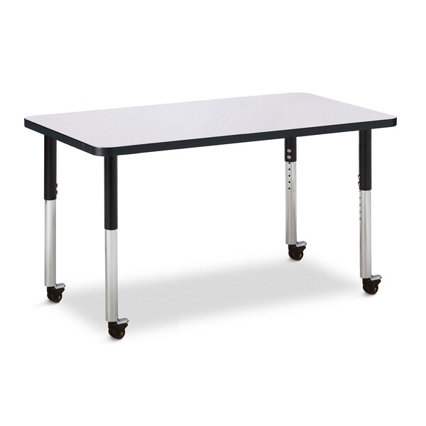 Jonti-Craft Berries Rectangle Activity Table, 24 in. x 36 in., Mobile, Freckled Gray/Black/Black 6478JCM180 - main